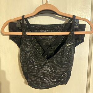 Nike Black Patterned Two Piece Swim Suit